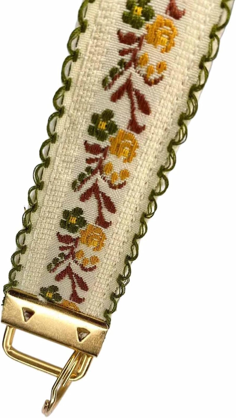 BattleTim Floral Embroidered Fabric Keychain Wristlet Key Fob Keychain Car Key Chain Holder Handmade Wristband for Women - Image 2